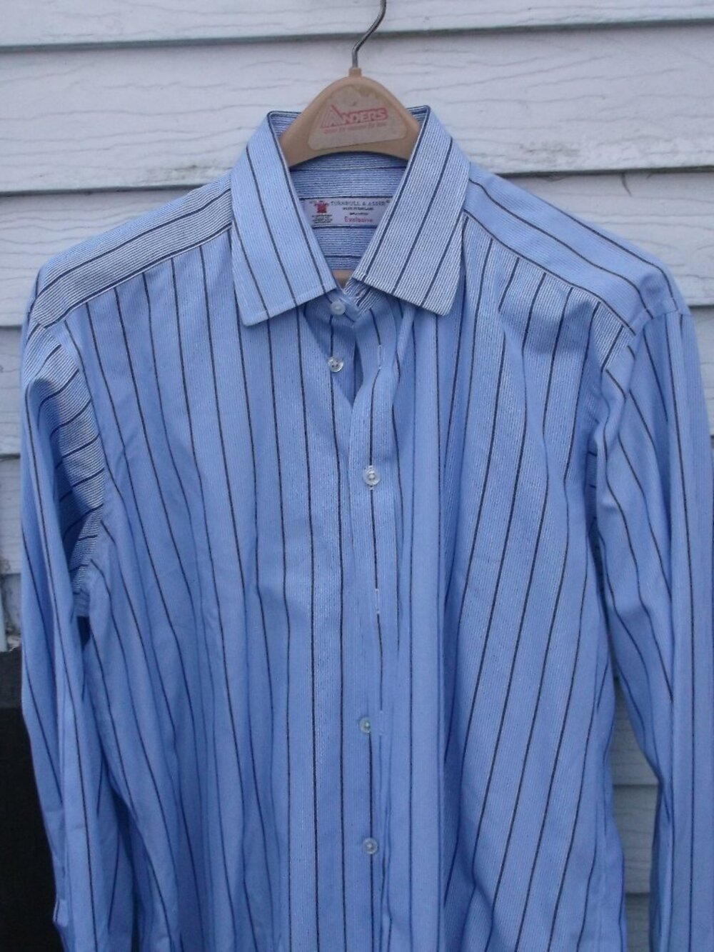 👕Turnbull & Asser Royal Blue Stripe Dress Shirt – French Cuffs, 16.5 / 42